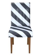 Kuber Industries Strip Printed Elastic Stretchable Polyster Chair Cover for Home, Office, Hotels, Wedding Banquet (Black & White)-50KM0935